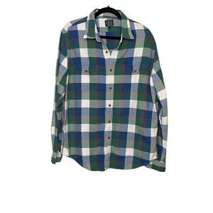 J. Crew Trade & Co. Sporting Goods  Button Up  Men's Size XL Flannel Green Plaid